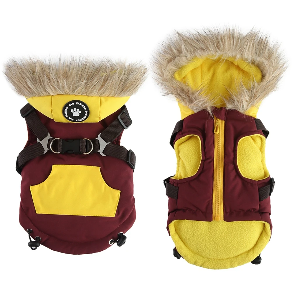 Winter Pet Dog Clothes Coat with Harness Warm Thicken Waterproof Hoodie Jacket for Small Medium Dogs Yorkie Chihuahua Clothing - Image 3